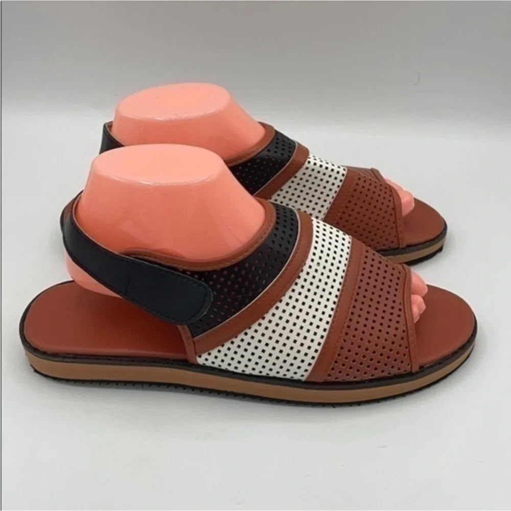 NEW Brown & White Textured perforated sandals